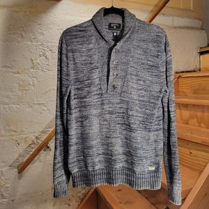 Vtg Converse Marled 4 Button Shawl Collar Pullover Cotton Sweater